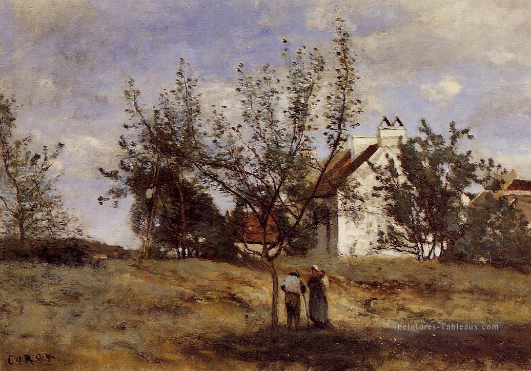 Un verger au temps de la moisson plein air romantisme Jean Baptiste Camille Corot Peintures à l'huile